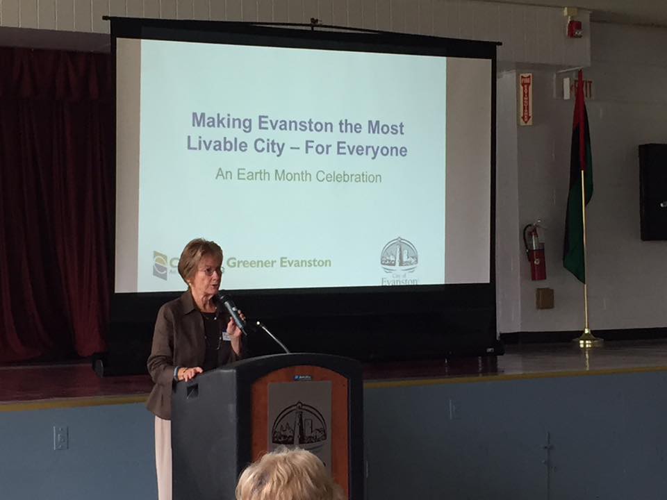 Alderman Eleanor Revelle opens CGE's Making Evanston the Most Livable City event at Fleetwood Jourdain